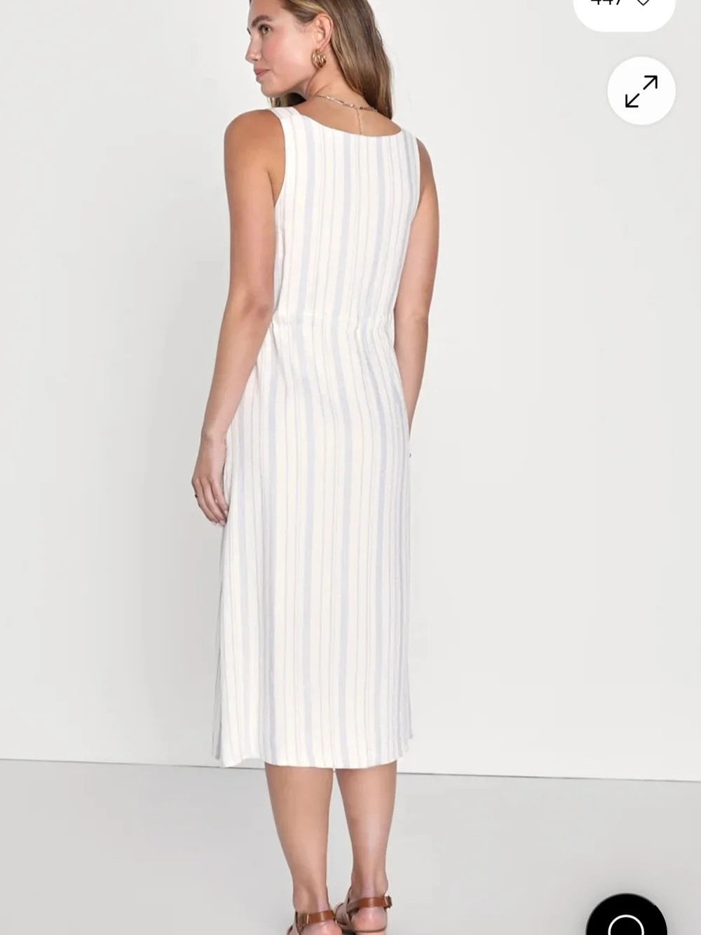 Lulus Capri Charm White And Blue Striped Midi Dress - Size XL - Picture 6 of 6